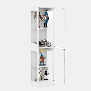 Vitrine de vidro 40 x 35 x 165 cm - 4 prateleiras, iluminação LED, portas de vidro, sensores inteligentes - Branco