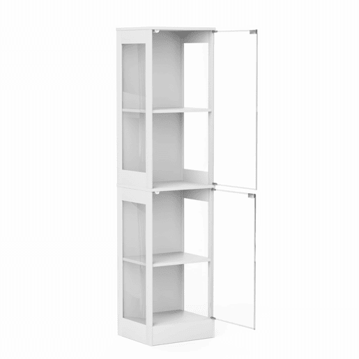 Vitrine de vidro 40 x 35 x 165 cm - 4 prateleiras, iluminação LED, portas de vidro, sensores inteligentes - Branco Vitrine de vidro 40 x 35 x 165 cm - 4 prateleiras, iluminação LED, portas de vidro, sensores inteligentes - Branco