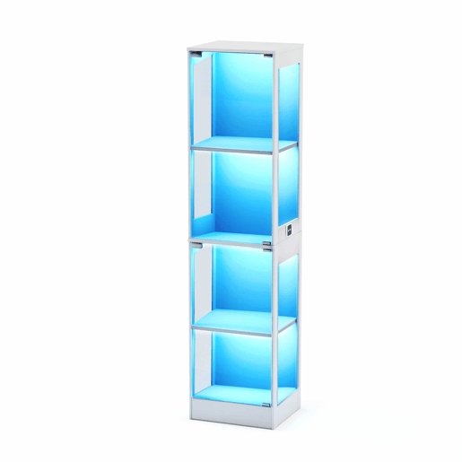 Vitrine de vidro 40 x 35 x 165 cm - 4 prateleiras, iluminação LED, portas de vidro, sensores inteligentes - Branco Vitrine de vidro 40 x 35 x 165 cm - 4 prateleiras, iluminação LED, portas de vidro, sensores inteligentes - Branco