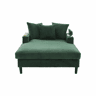 Sofá Lounge de 1 lugar - Multifuncional com chaise longue, porta-copos, iluminação LED, espaço de arrumação e porta USB - Verde-esmeralda