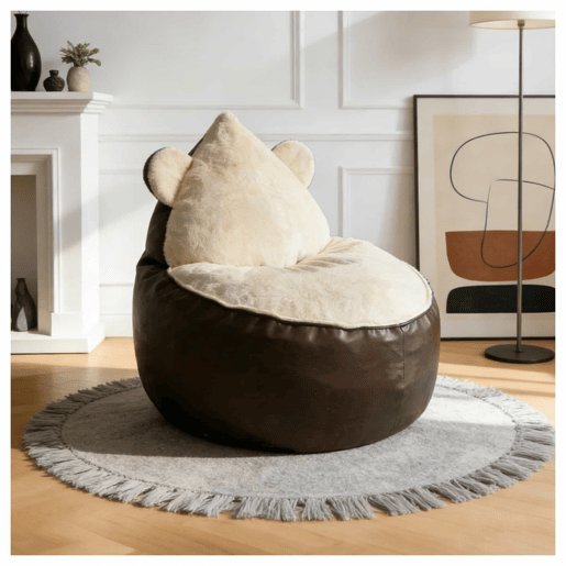 Sofá relax individual - design em forma de urso com orelhas arredondadas e perfil acolchoado - castanho Sofá relax individual - design em forma de urso com orelhas arredondadas e perfil acolchoado - castanho