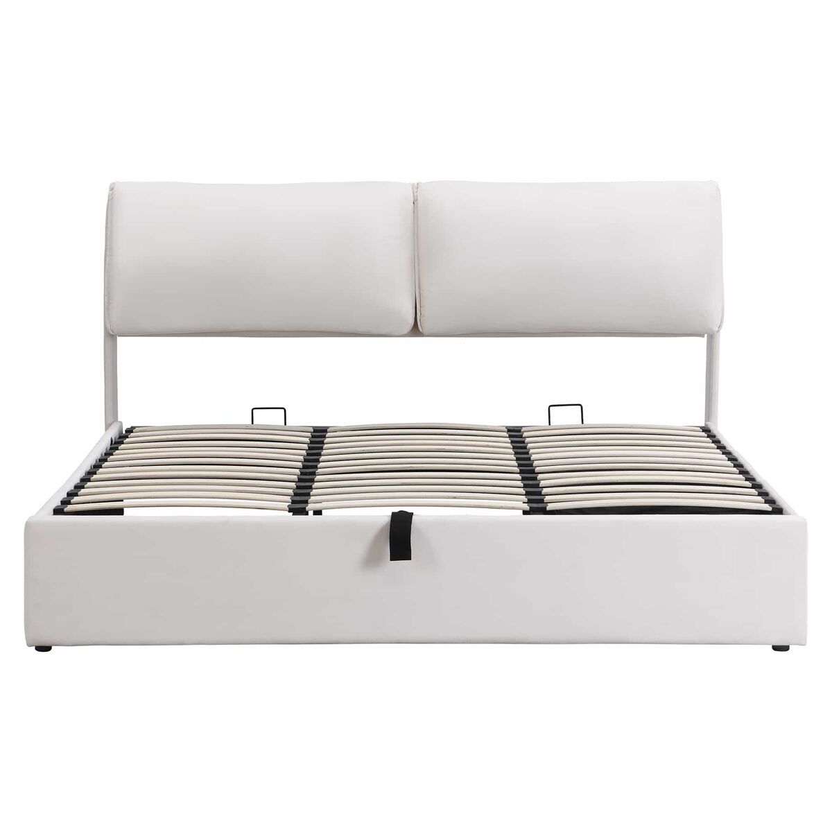 Cama tapizada 180x200 cm - con sistema hidráulico, 3 cajones, arcón de almacenamiento, somier con cabecero, sin colchón, terciopelo - beige
