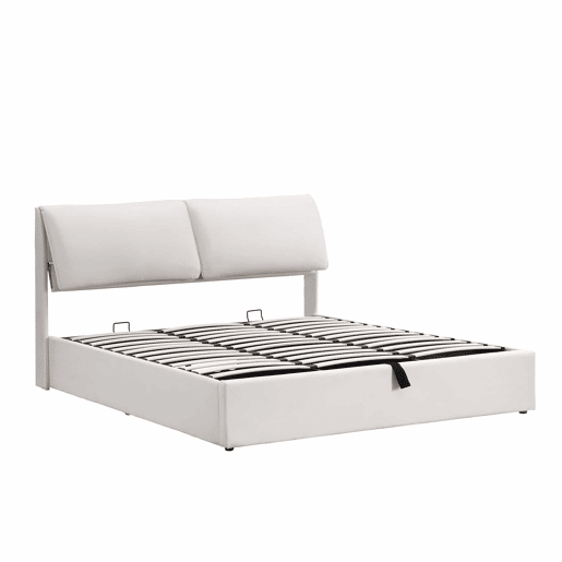 Cama estofada 180x200 cm - com sistema hidráulico, 3 gavetas, baú de arrumação, base com cabeceira, sem colchão, veludo - bege Cama estofada 180x200 cm - com sistema hidráulico, 3 gavetas, baú de arrumação, base com cabeceira, sem colchão, veludo - bege
