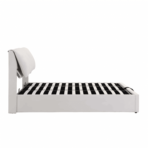 Cama estofada 180x200 cm - com sistema hidráulico, 3 gavetas, baú de arrumação, base com cabeceira, sem colchão, veludo - bege Cama estofada 180x200 cm - com sistema hidráulico, 3 gavetas, baú de arrumação, base com cabeceira, sem colchão, veludo - bege
