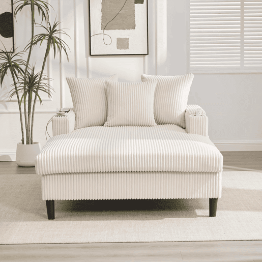 Sofá Lounge Multifuncional com Chaise Longue - Ampla Superfície de Descanso, Porta-copos em Ambos os Lados, Iluminação LED, Bolso Lateral, Porta USB, Espaço de Arrumo, Pés de Plástico Estáveis - Bege - 1 Lugar Sofá Lounge Multifuncional com Chaise Longue - Ampla Superfície de Descanso, Porta-copos em Ambos os Lados, Iluminação LED, Bolso Lateral, Porta USB, Espaço de Arrumo, Pés de Plástico Estáveis - Bege - 1 Lugar