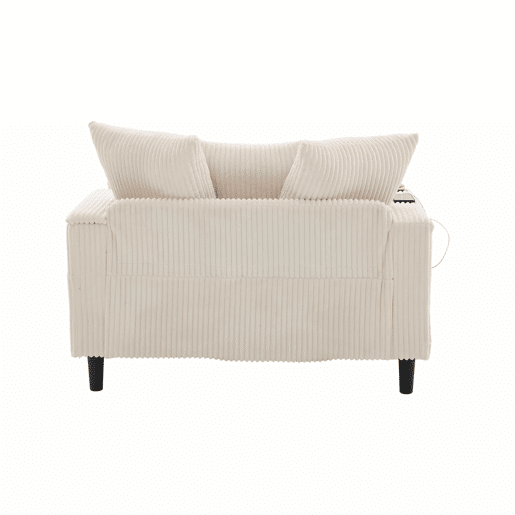 Sofá Lounge Multifuncional com Chaise Longue - Ampla Superfície de Descanso, Porta-copos em Ambos os Lados, Iluminação LED, Bolso Lateral, Porta USB, Espaço de Arrumo, Pés de Plástico Estáveis - Bege - 1 Lugar Sofá Lounge Multifuncional com Chaise Longue - Ampla Superfície de Descanso, Porta-copos em Ambos os Lados, Iluminação LED, Bolso Lateral, Porta USB, Espaço de Arrumo, Pés de Plástico Estáveis - Bege - 1 Lugar