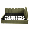 Sofá-cama com cama extra de 90x200 cm e cama extraível de 90x190 cm - formato em L, veludo, design com coroa e grelha, poupa espaço - verde