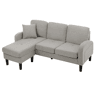 Chaise longue 3 lugares fixa reversível de algodão e linho,cinza claro