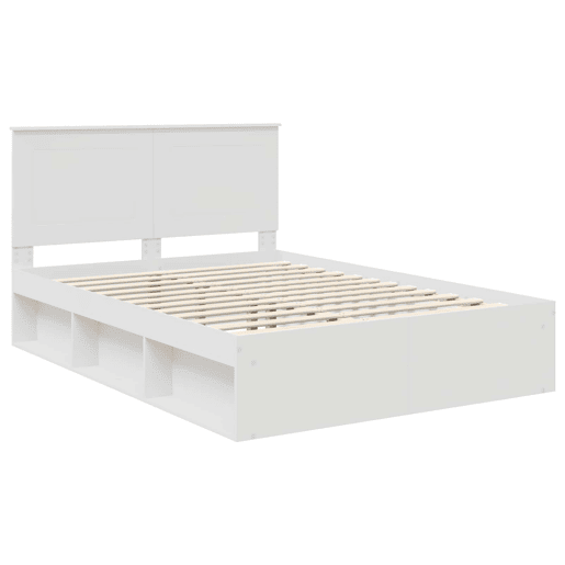 Estrutura da Cama de casal simple com cabeceira Branco 160 x 200 cm Estrutura da Cama de casal simple com cabeceira Branco 160 x 200 cm
