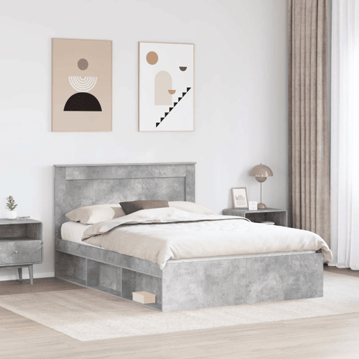Estrutura de Cama de casal para adultos com cabeceira Concreto 160 x 200 cm Estrutura de Cama de casal para adultos com cabeceira Concreto 160 x 200 cm