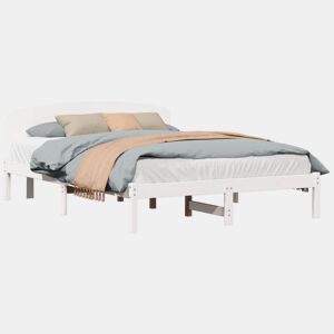 Estrutura da Cama de casal simple com cabeceira Branco 160 x 200 cm