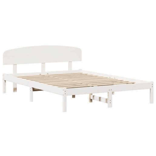 Estrutura da Cama de casal simple com cabeceira Branco 160 x 200 cm Estrutura da Cama de casal simple com cabeceira Branco 160 x 200 cm