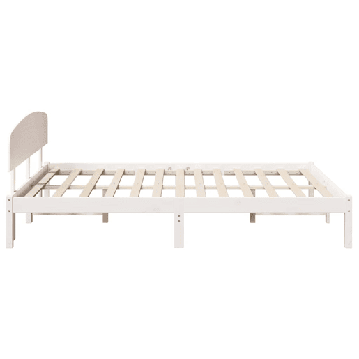 Estrutura da Cama de casal simple com cabeceira Branco 160 x 200 cm Estrutura da Cama de casal simple com cabeceira Branco 160 x 200 cm