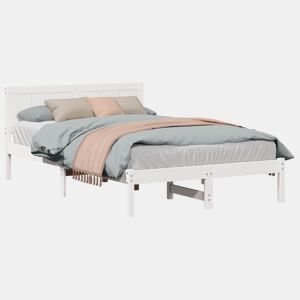 Estrutura De Cama De Casal Simple - Branco 135 x 190 cm Madeira de pinho maciça