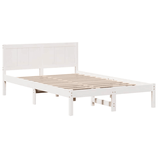 Estrutura De Cama De Casal Simple - Branco 135 x 190 cm Madeira de pinho maciça Estrutura De Cama De Casal Simple - Branco 135 x 190 cm Madeira de pinho maciça