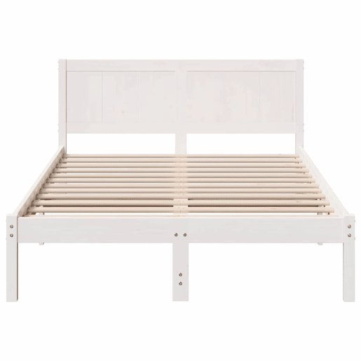 Estrutura De Cama De Casal Simple - Branco 135 x 190 cm Madeira de pinho maciça Estrutura De Cama De Casal Simple - Branco 135 x 190 cm Madeira de pinho maciça