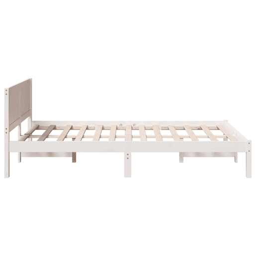 Estrutura De Cama De Casal Simple - Branco 135 x 190 cm Madeira de pinho maciça Estrutura De Cama De Casal Simple - Branco 135 x 190 cm Madeira de pinho maciça