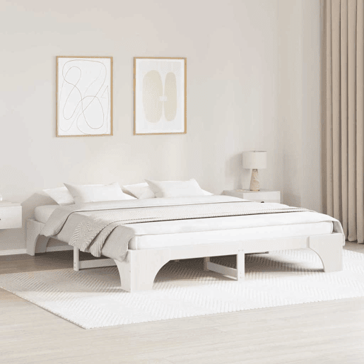 Estrutura De Cama De Casal Simple King Size - Branco 200 x 200 cm Estrutura De Cama De Casal Simple King Size - Branco 200 x 200 cm