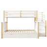 Cama de beliche 90x200 cm e 140x200 cm - Com gavetas, arrumação, multifuncional - Branco + Natural