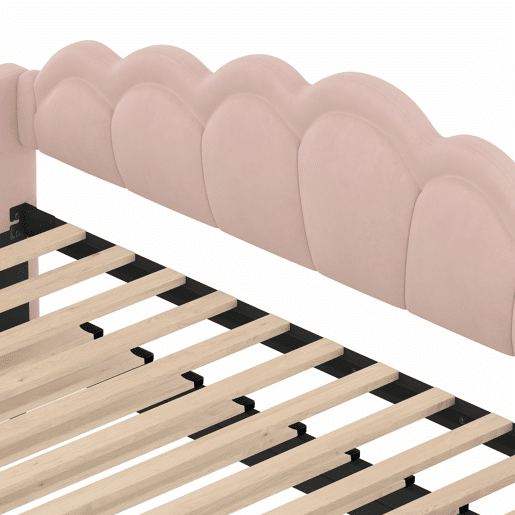 Cama-baú extensível 90x200 cm (180x200 cm) - sofá-cama, cama individualdupla, veludo, faixa LED colorida, sem colchão - rosa