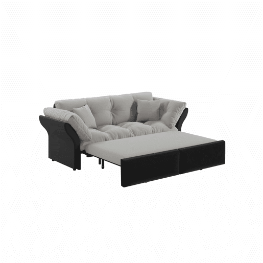 Sofá-cama extensível de 190 cm (Queen Size) u2013 3 em 1 com estofo capitoné e 2 almofadas, sofá-cama multifuncional em veludo para 2 pessoas u2013 cinzento claro