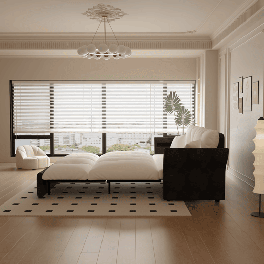 Sofá-cama extensível Queen Size 190 cm - 3 em 1 com estofo capitoné e 2 almofadas, sofá-cama multifuncional em veludo para 2 pessoas - bege