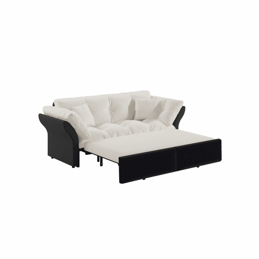 Sofá-cama extensível Queen Size 190 cm - 3 em 1 com estofo capitoné e 2 almofadas, sofá-cama multifuncional em veludo para 2 pessoas - bege