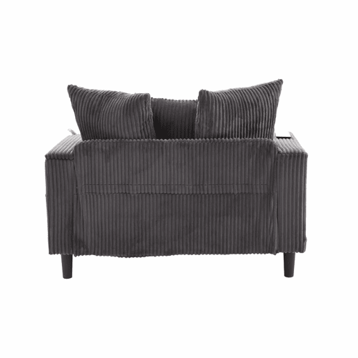 Sofá Lounge Multifuncional de 1 lugar - Com chaise longue, suportes para bebidas em ambos os lados, iluminação LED, espaço de arrumação, porta de carregamento USB, estilo moderno - Cinza escuro Sofá Lounge Multifuncional de 1 lugar - Com chaise longue, suportes para bebidas em ambos os lados, iluminação LED, espaço de arrumação, porta de carregamento USB, estilo moderno - Cinza escuro