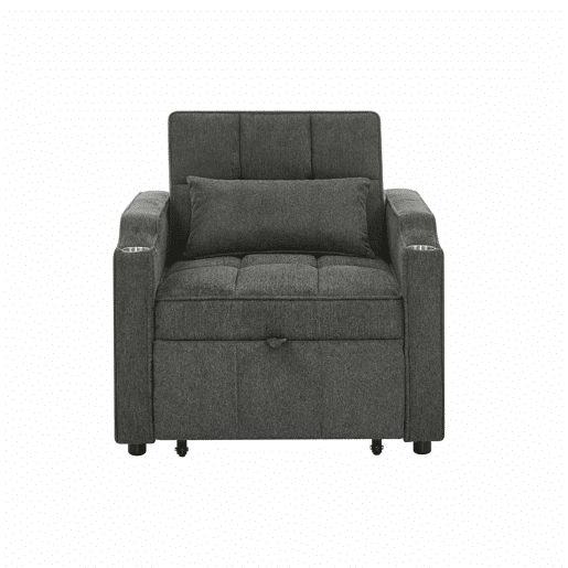 Sofá-cama de 1 lugar - Estilo minimalista, elegante e sofisticado, design deslizante, porta USB - Cinza Sofá-cama de 1 lugar - Estilo minimalista, elegante e sofisticado, design deslizante, porta USB - Cinza