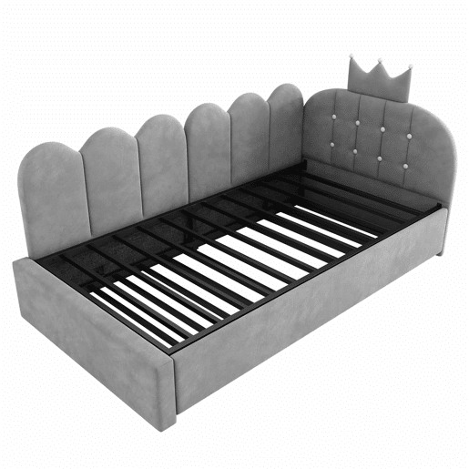 Sofá-cama 90x200 cm 90x190 cm - L, cama extraível, veludo, design com coroa e grelha, poupa espaço para quartos infantis e de hóspedes - cinzento Sofá-cama 90x200 cm 90x190 cm - L, cama extraível, veludo, design com coroa e grelha, poupa espaço para quartos infantis e de hóspedes - cinzento