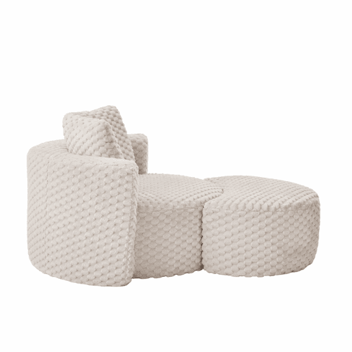 Poltrona individual 130×115×103 cm - Extra grande, sem estrutura, com pufe, assento macio em felpa sintética, ideal para a sala de estarquarto - Bege