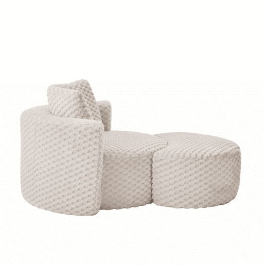 Poltrona individual 130×115×103 cm - Extra grande, sem estrutura, com pufe, assento macio em felpa sintética, ideal para a sala de estarquarto - Bege