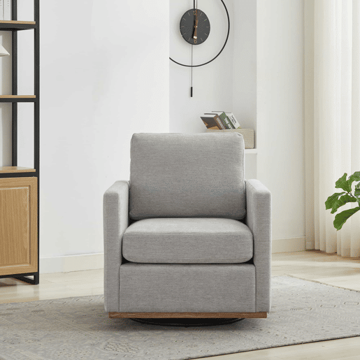 Poltrona giratória acolchoada 360° - com apoios de braços, poltrona lounge confortável para sala de estar, quarto ou quarto infantil - Cinza Poltrona giratória acolchoada 360° - com apoios de braços, poltrona lounge confortável para sala de estar, quarto ou quarto infantil - Cinza