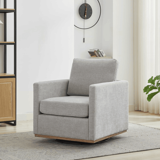 Poltrona giratória acolchoada 360° - com apoios de braços, poltrona lounge confortável para sala de estar, quarto ou quarto infantil - Cinza Poltrona giratória acolchoada 360° - com apoios de braços, poltrona lounge confortável para sala de estar, quarto ou quarto infantil - Cinza