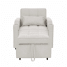 Poltrona-cama de 1 lugar - Função de cama, USBType-C, porta-copos em aço inoxidável, encosto ajustável em 3 níveis, bolsos laterais - Bege