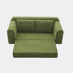Sofá 2 em 1 179×95×79 cm - Transformável em cama, sem braços, dobrável, sofá de chão, compacto na caixa - Verde Exército