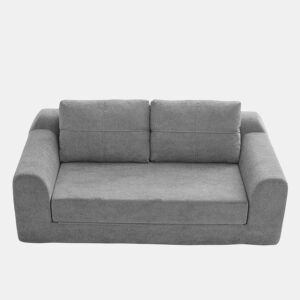 Sofá-cama dobrável de 2 lugares - Conversível, moderno, com almofada e futon - Cinza escuro