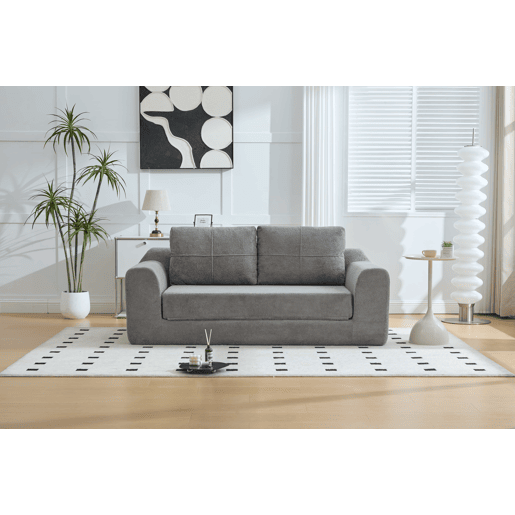 Sofá-cama dobrável de 2 lugares - Conversível, moderno, com almofada e futon - Cinza escuro