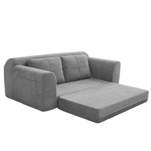 Sofá-cama dobrável de 2 lugares - Conversível, moderno, com almofada e futon - Cinza escuro