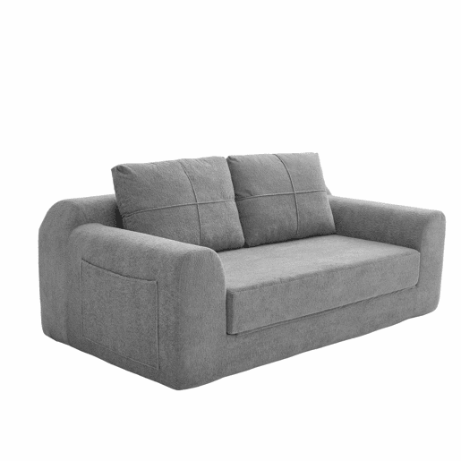 Sofá-cama dobrável de 2 lugares - Conversível, moderno, com almofada e futon - Cinza escuro