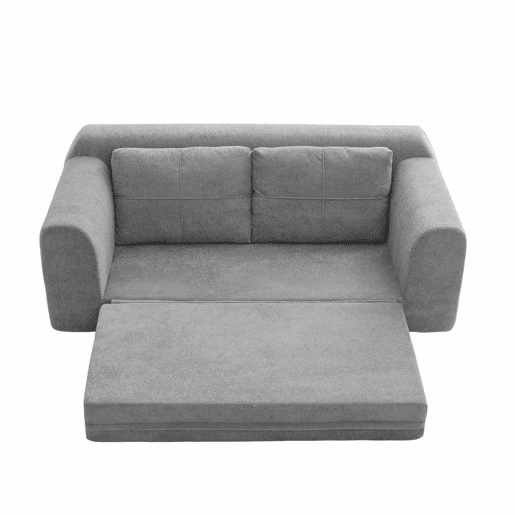 Sofá-cama dobrável de 2 lugares - Conversível, moderno, com almofada e futon - Cinza escuro