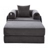 Sofá-cama individual - design ergonómico, estrutura metálica estável, almofada incluída - Cinza escuro