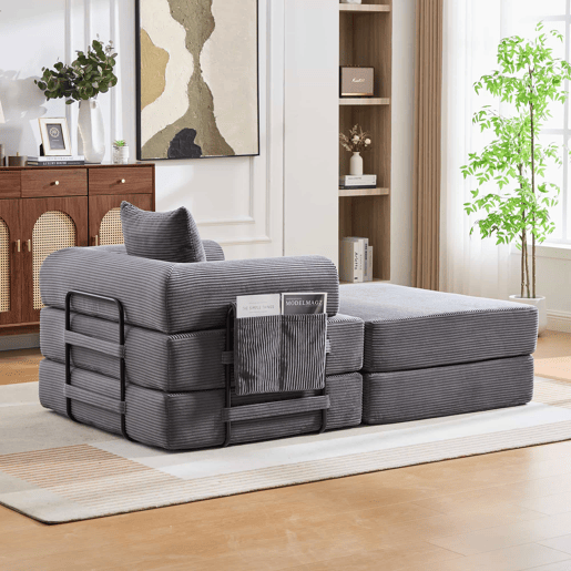 Sofá-cama individual - design ergonómico, estrutura metálica estável, almofada incluída - Cinza escuro Sofá-cama individual - design ergonómico, estrutura metálica estável, almofada incluída - Cinza escuro