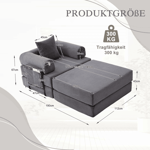 Sofá-cama individual - design ergonómico, estrutura metálica estável, almofada incluída - Cinza escuro Sofá-cama individual - design ergonómico, estrutura metálica estável, almofada incluída - Cinza escuro
