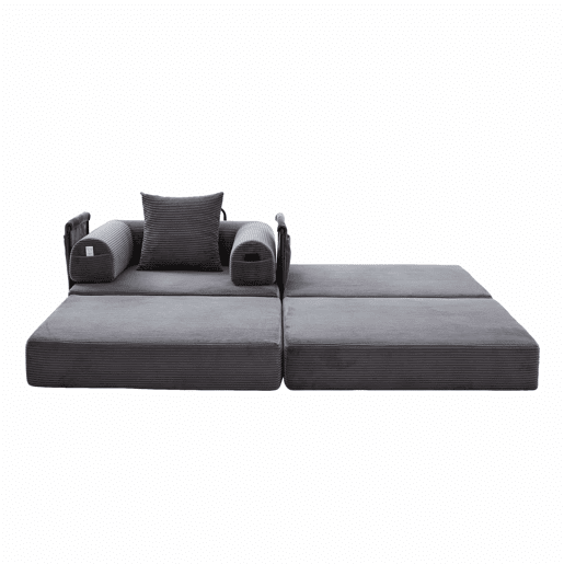 Sofá-cama individual - design ergonómico, estrutura metálica estável, almofada incluída - Cinza escuro Sofá-cama individual - design ergonómico, estrutura metálica estável, almofada incluída - Cinza escuro