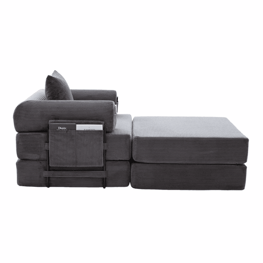 Sofá-cama individual - design ergonómico, estrutura metálica estável, almofada incluída - Cinza escuro Sofá-cama individual - design ergonómico, estrutura metálica estável, almofada incluída - Cinza escuro