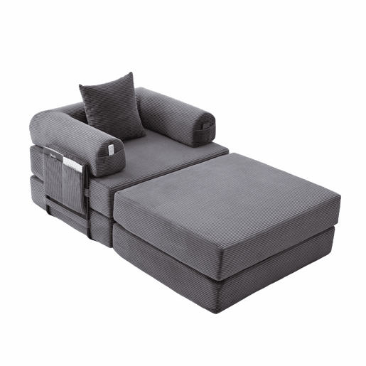 Sofá-cama individual - design ergonómico, estrutura metálica estável, almofada incluída - Cinza escuro Sofá-cama individual - design ergonómico, estrutura metálica estável, almofada incluída - Cinza escuro