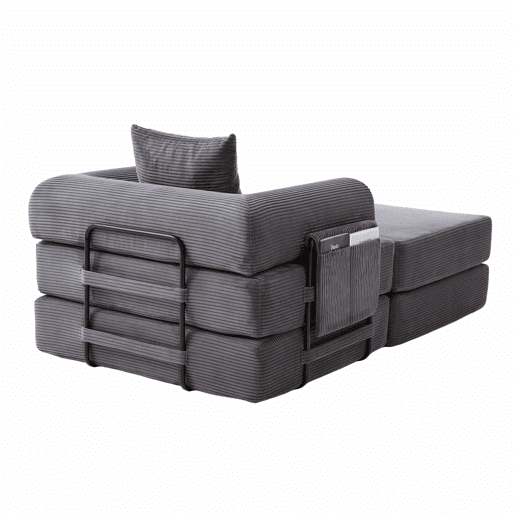 Sofá-cama individual - design ergonómico, estrutura metálica estável, almofada incluída - Cinza escuro Sofá-cama individual - design ergonómico, estrutura metálica estável, almofada incluída - Cinza escuro