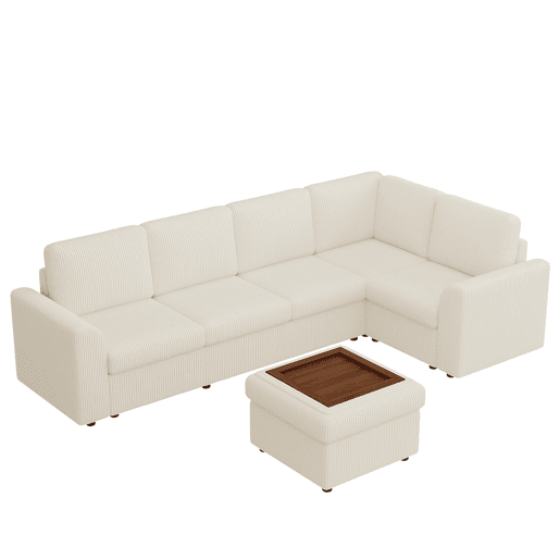 Sofá modular 6 lugares fixa panorâmico de tecido,bege Sofá modular 6 lugares fixa panorâmico de tecido,bege