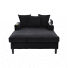 Sofá Lounge Multifuncional de 1 lugar - Com chaise longue, porta-bebidas, luz LED, porta USB e espaço de arrumação - Preto